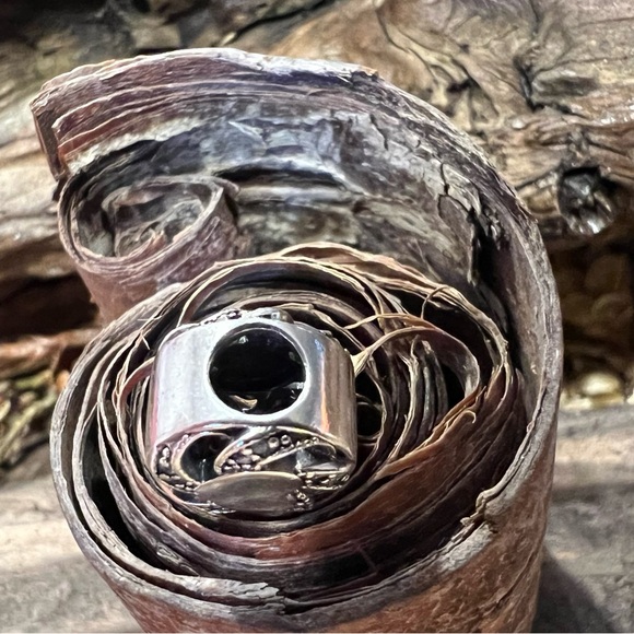 Authentic Pandora Charm Ribbon Heart Bead Silver Openworks Zirconia Pave Love - Picture 4 of 5